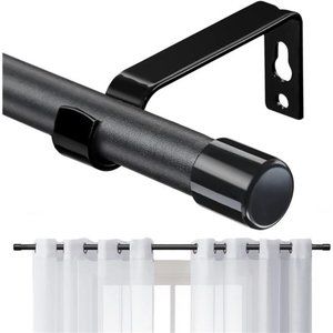 Curtain Rods for Windows 66 to 144, 5/8 Inch Matte Black Curtain Rod Set